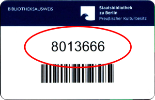 Blauer Bibliotheksausweis der Staatsbibliothek, gültig als Kopierkarte