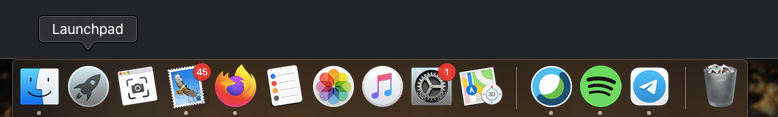 macOS-Dock mit markiertem Launchpad-Symbol