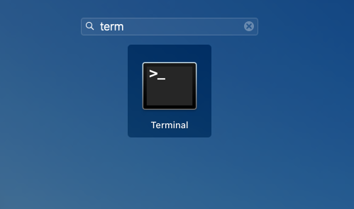 Launchpad-Suche mit dem Treffer „Terminal“