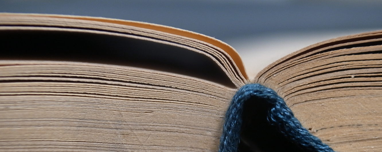 Nahaufnahme eines geöffneten historischen Buches mit sichtbarem Buchrücken und Seitenkanten